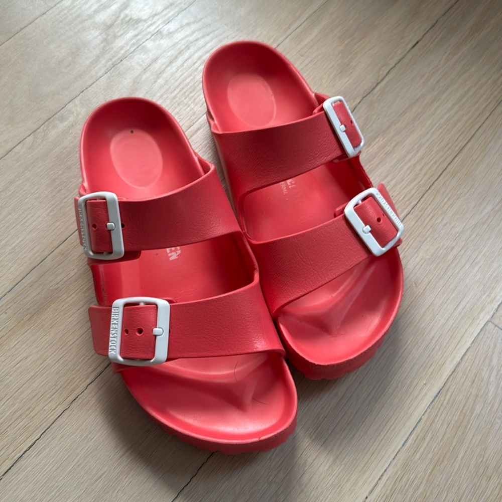 Coral Plastic Birkenstocks
